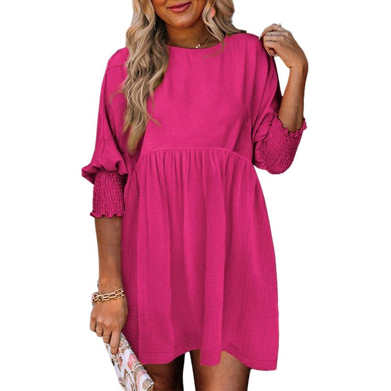 LEA™ – Women’s Casual Black Shift Dress Flowy Crew Neck Mini Sundress for Summer