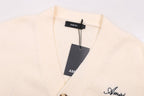AMRI Cotton V-Neck Bones Cardigan Sweater Apricot
