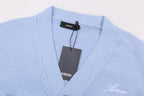 AMRI Cotton V-Neck Bones Cardigan Sweater Blue