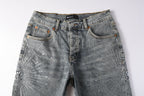 Purple Brand Crystal Diamond Denim Shorts #5093