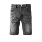 Purple Brand Crystal Diamond Denim Shorts #5094