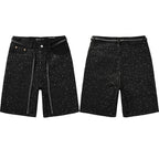 Purple Brand Crystal Diamond Denim Shorts #5095