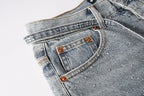 Purple Brand Crystal Diamond Denim Shorts #5096