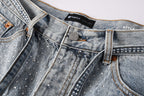 Purple Brand Crystal Diamond Denim Shorts #5096