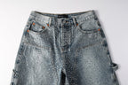 Purple Brand Crystal Diamond Denim Shorts #5097