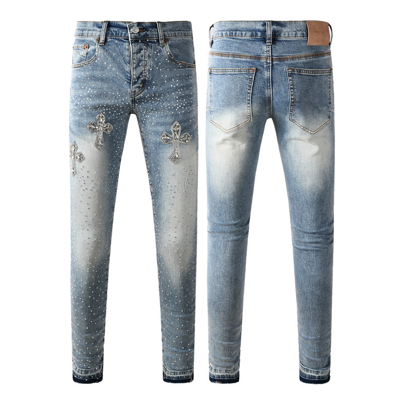 Purple Brand Crystal Diamond Jeans #9132
