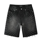 Purple Brand Crystal Diamond Denim Shorts #5104