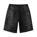 Purple Brand Crystal Diamond Denim Shorts #5103