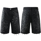 Purple Brand Crystal Diamond Denim Shorts #5103
