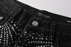 Purple Brand Crystal Diamond Denim Shorts #5099