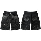 Purple Brand Crystal Diamond Denim Shorts #5099