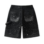 Purple Brand Crystal Diamond Denim Shorts #5099