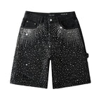 Purple Brand Crystal Diamond Denim Shorts #5099