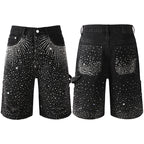 Purple Brand Crystal Diamond Denim Shorts #5099