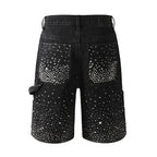 Purple Brand Crystal Diamond Denim Shorts #5099