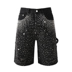 Purple Brand Crystal Diamond Denim Shorts #5099