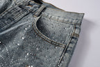 Purple Brand Crystal Diamond Denim Shorts #5102