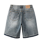 Purple Brand Crystal Diamond Denim Shorts #5102