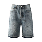 Purple Brand Crystal Diamond Denim Shorts #5102