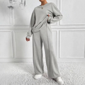 AMBRA™ - Casual Long Sleeve Sweatshirt and High Waist Pants Set