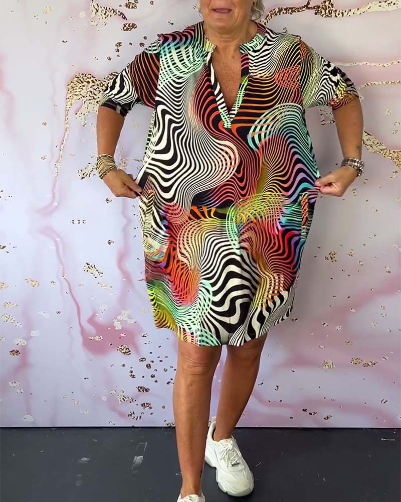 MARI™ - Colorful V-Neck Dress