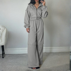 DARA™ - Comfy Zip Up Hooded Sweatshirt and Elastic Waist Pants Set
