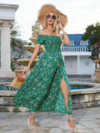 CHARMIE™ - Women's Split Thigh A-Line Floral Summer Dress