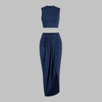 MANUELA™ - Elegant Pleated Slit Long Skirt Set