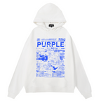 Purple Brand Logo Pattern Printed Hoodie
