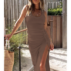 EVELYNA™ - Chic Ribbed Slit Bodycon Dress