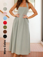 BILLIE™ - Women's Sleeveless Pocket Zipper Back A-Line Summer Dress