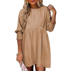 LEA™ – Women’s Casual Black Shift Dress Flowy Crew Neck Mini Sundress for Summer
