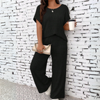 WAUNA™ - Casual Plus Size Short Sleeve Top and Pants Set