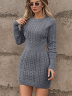 ALVA™ - Cable Knit Bodycon Sweater Dress with Round Neck for Fall & Winter