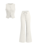 HILDA™ - Women’s Sleeveless Vest & Wide Leg Pants