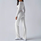 KUTIS™ - Casual Round Neck Crop Top and Drawstring High Waist Pants Set