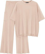 FILTA™ - Casual Basic Top and Elastic Waist Pants Set