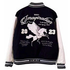 AMRI logo patch varsity bomber jacket Black