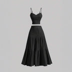 DALI™ - Comfy Sleeveless Crop Top and A-Line Skirt Set
