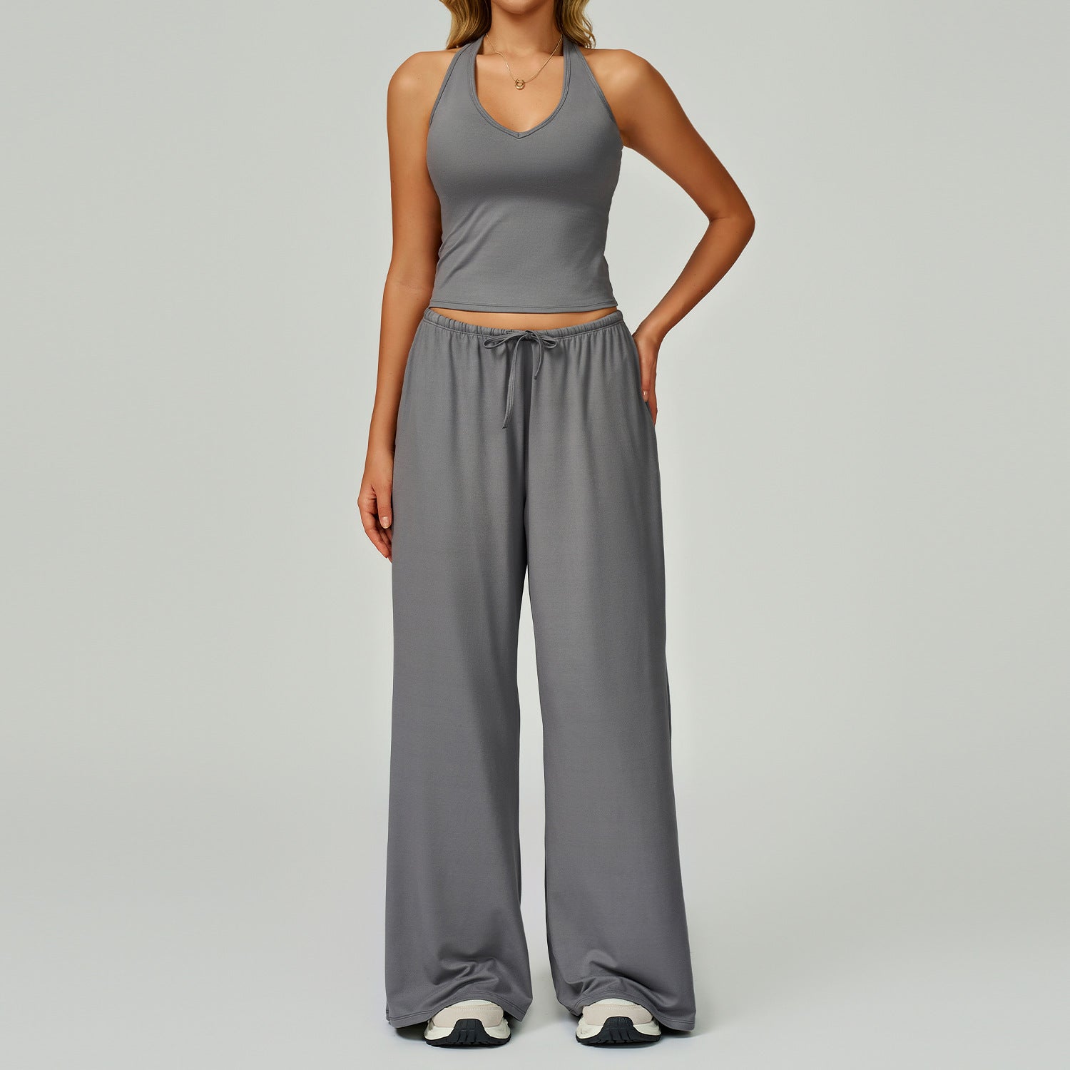 ARAYA™ - Casual Crop Tank Top and Wide Leg Pants Set