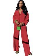 CLEO™ – Chic Collared Long Sleeve and Wide-Leg Pant Set