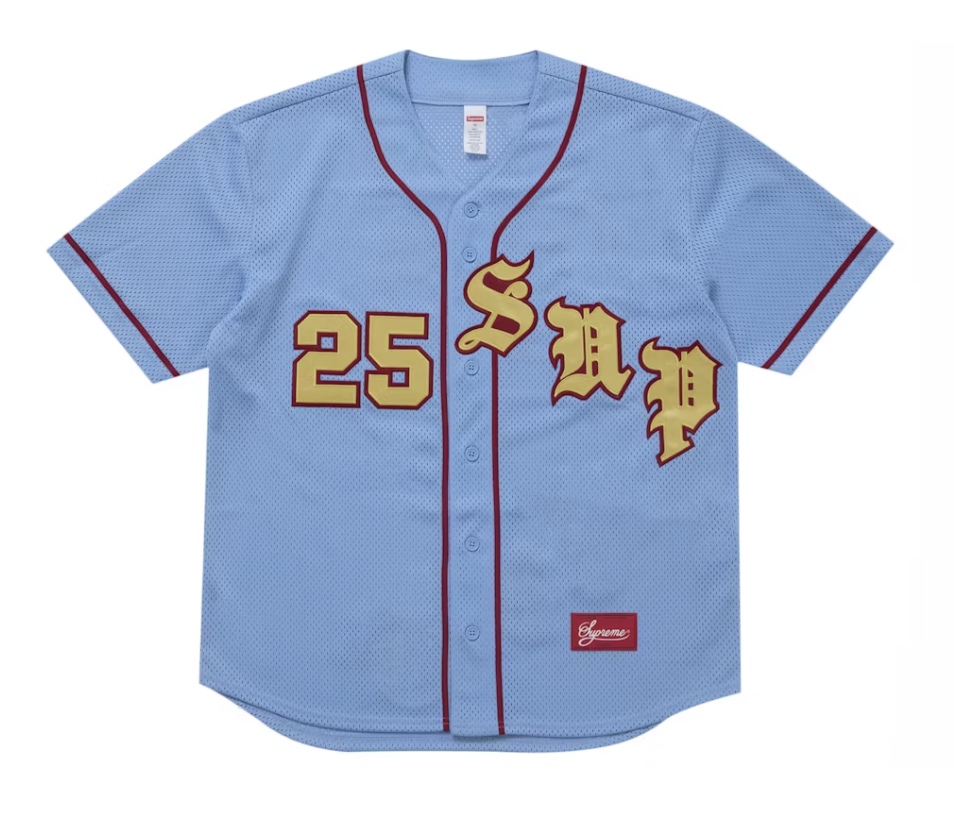 Supreme Old English Baseball Jersey - Light Blue (SS25)