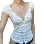 JOSSIE™ – Elegant V Neck Detailed Button Top