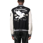 AMRI logo patch varsity bomber jacket Black