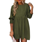 LEA™ – Women’s Casual Black Shift Dress Flowy Crew Neck Mini Sundress for Summer