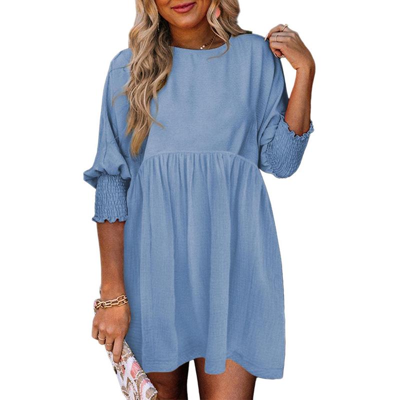 LEA™ – Women’s Casual Black Shift Dress Flowy Crew Neck Mini Sundress for Summer