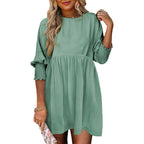 LEA™ – Women’s Casual Black Shift Dress Flowy Crew Neck Mini Sundress for Summer