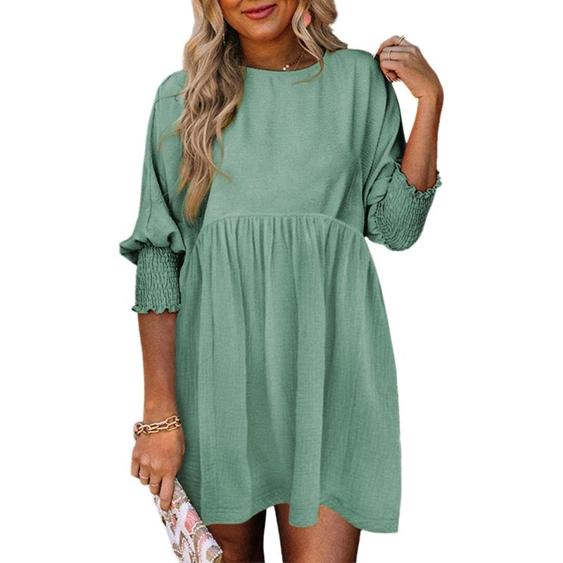 LEA™ – Women’s Casual Black Shift Dress Flowy Crew Neck Mini Sundress for Summer