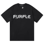 Purple Brand Logo Letter Print T-Shirt