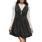 ANNE™ – Oversized Vintage Style Sleeveless V Neck Mini Dress